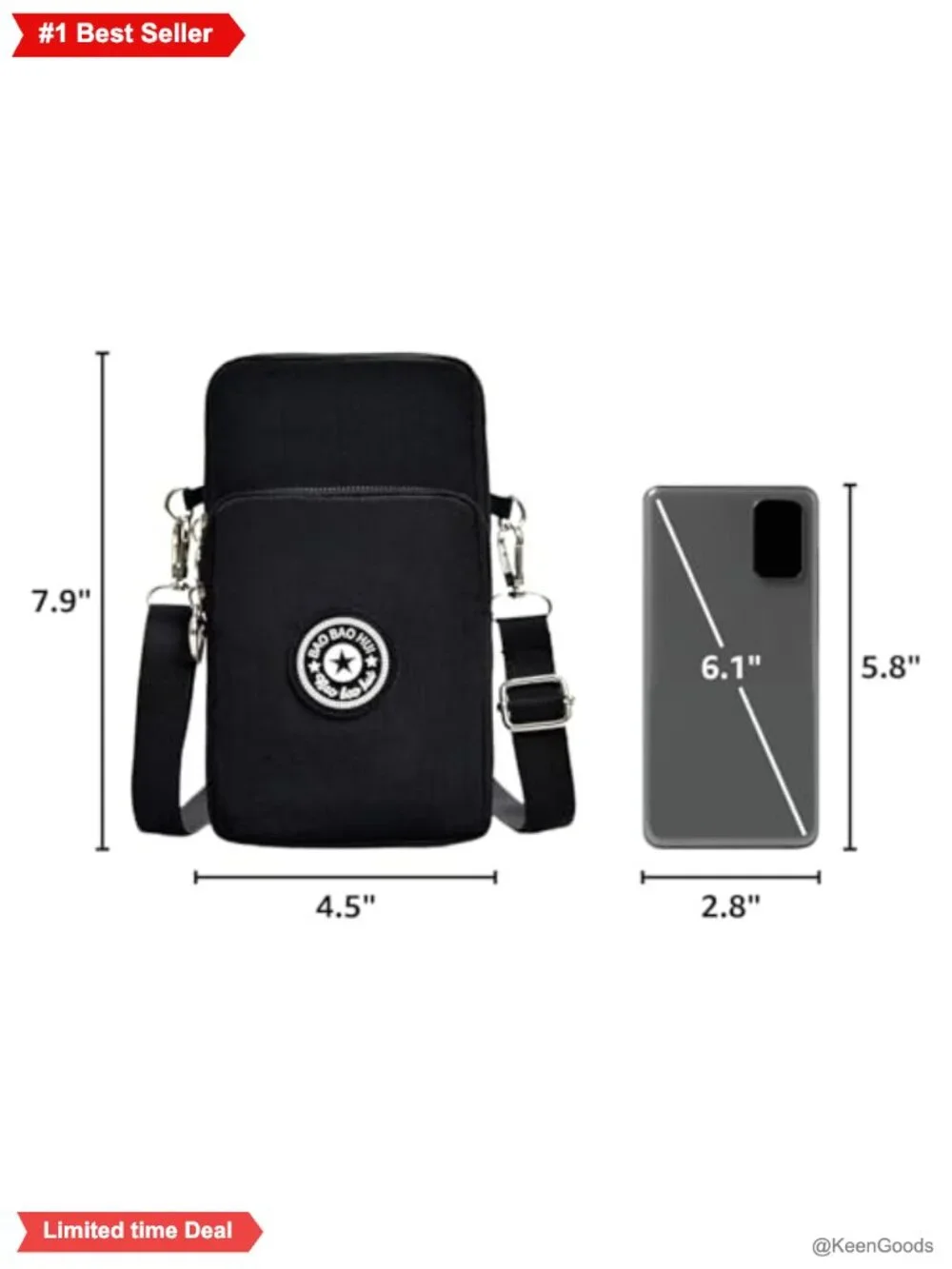 Mini Crossbody Phone Purse Nylon Water-Resistant Adjustable Strap